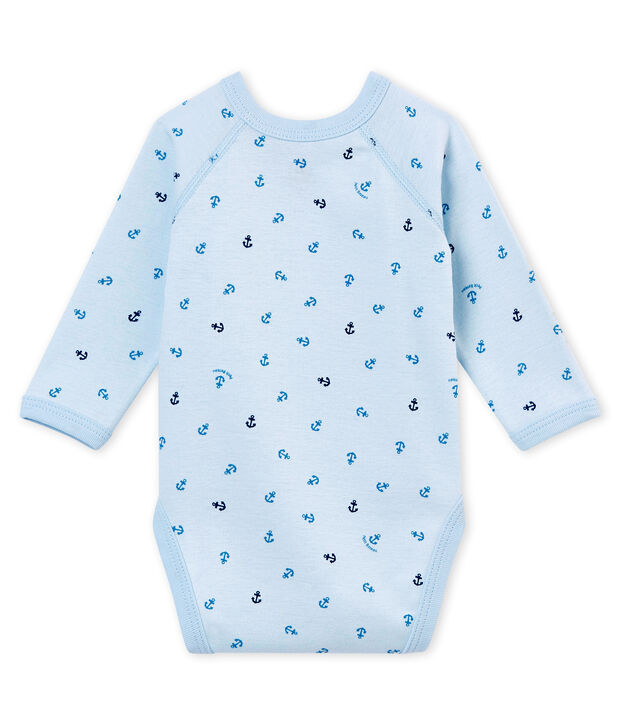 Lang&auml;rmeliger Baby Jungen Wickelbody. blau/blau