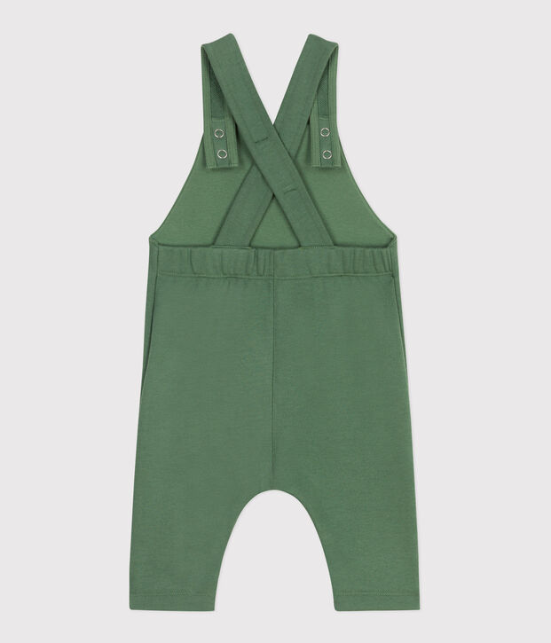 Langbeinige Baby-Latzhose aus einfarbiger Baumwolle gr&uuml;n