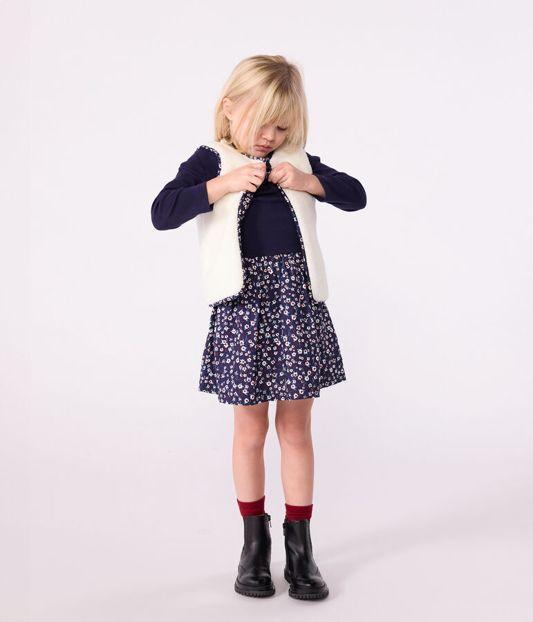 Kinder-Weste aus Baumwoll-Popeline und Sherpa mit Muster blau/vielfarbig