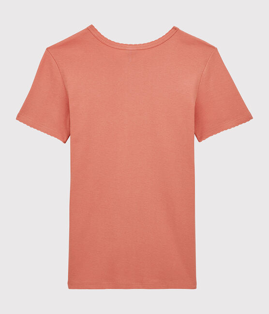 Eng anliegendes T-Shirt aus Bio-Baumwolle mit Pikotkante für Damen rosa PAPAYE