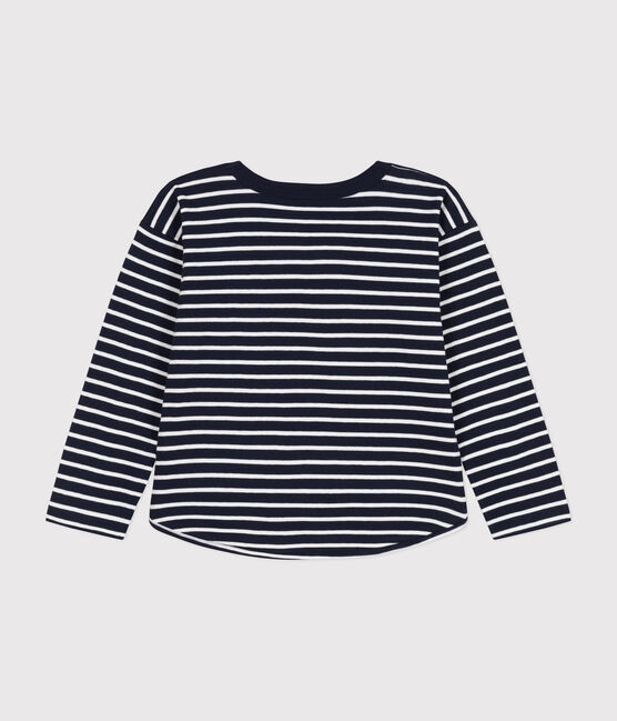 Langärmeliges Kinder-T-Shirt aus Doppeljersey für Jungen blau SMOKING/weiss MARSHMALLOW