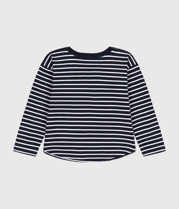 Lang&auml;rmeliges Kinder-T-Shirt aus Doppeljersey f&uuml;r Jungen blau/weiss