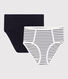 2er-Set Damen-Slips High Waist aus Baumwolle mit Elastan 