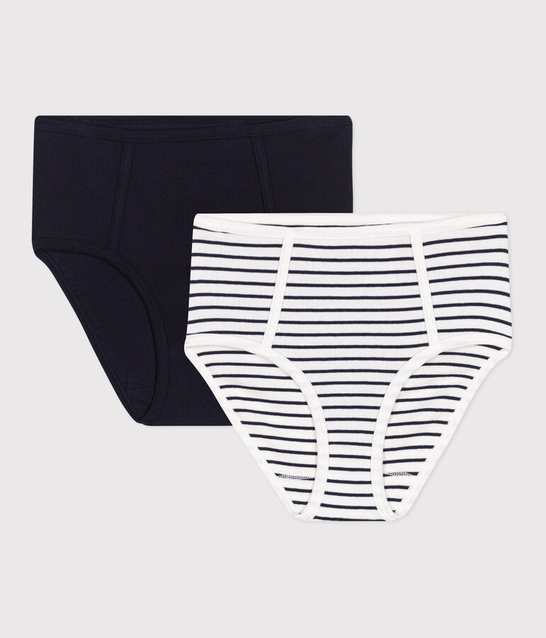 2er-Set Damen-Slips High Waist aus Baumwolle mit Elastan vielfarbig