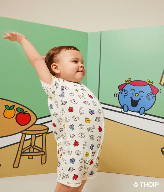 Baby Kurzoverall mit Mr. Men und Little Miss -Print aus Baumwolle weiss MARSHMALLOW/weiss MULTICO