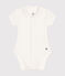 Kurzärmeliger Baby-Body mit Kragen weiss MARSHMALLOW