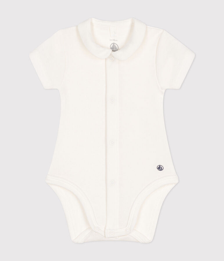 Kurz&auml;rmeliger Baby-Body mit Kragen weiss MARSHMALLOW