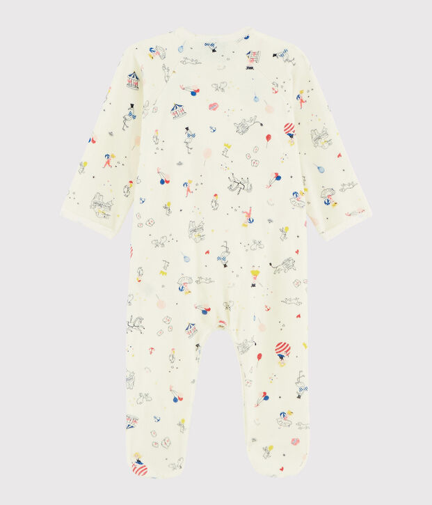 Baby-Strampler aus Nicki f&uuml;r M&auml;dchen weiss/vielfarbig
