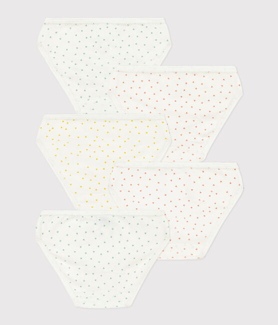 Set mit 5 Slips aus Baumwolle für kleine Mädchen, mit kleinen Herzen variante 1
