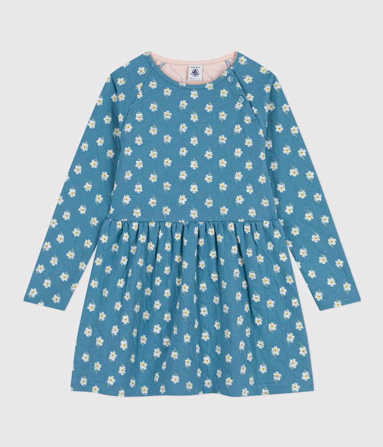 Kinderkleid aus Doppeljersey mit Blumenprint f&uuml;r M&auml;dchen blau/vielfarbig