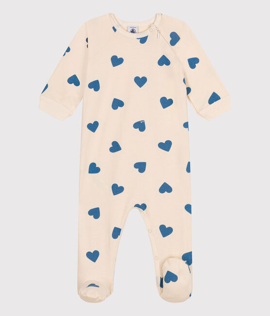 Strampler aus aufgerautem Molton mit Herzmotiv blau AVALANCHE/ BEACH