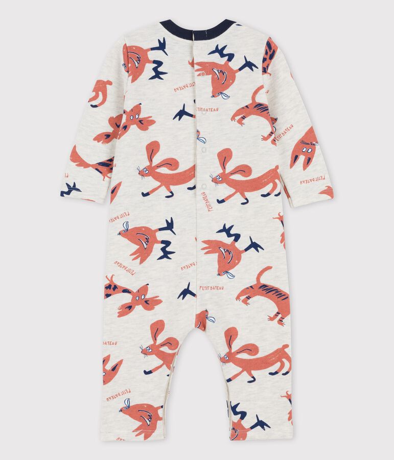 Baby-Overall aus Molton mit Tierprint beige MONTELIMAR/weiss MULTICO