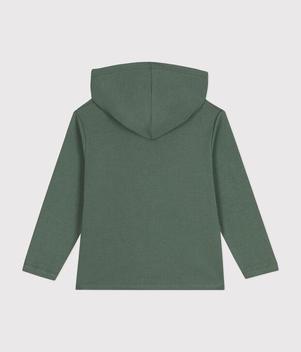 Jungen-Kapuzenshirt mit Rei&szlig;verschluss aus Strickgewebe gr&uuml;n