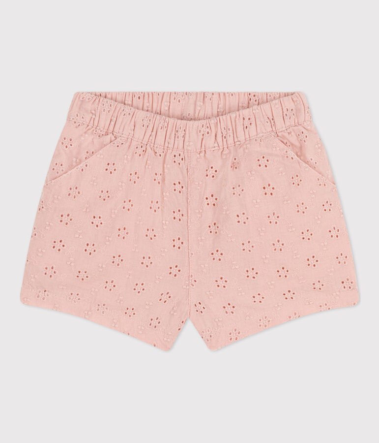 Baby-Shorts mit Broderie Anglaise rosa
