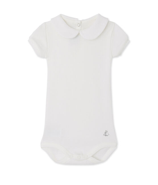 Baby-Mädchen-Body mit Kragen weiss Lait