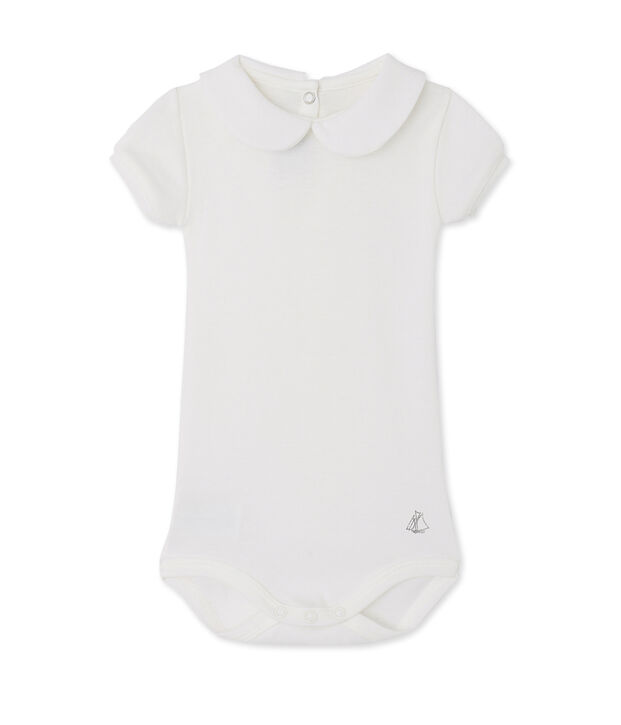 Baby-M&auml;dchen-Body mit Kragen weiss Lait