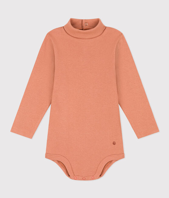 Langärmeliger Baby-Body aus Baumwolle mit Rollkragen rosa SIENNA