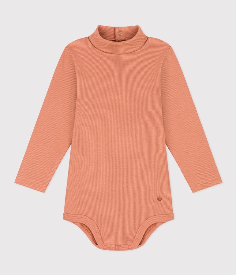 Lang&auml;rmeliger Baby-Body aus Baumwolle mit Rollkragen rosa