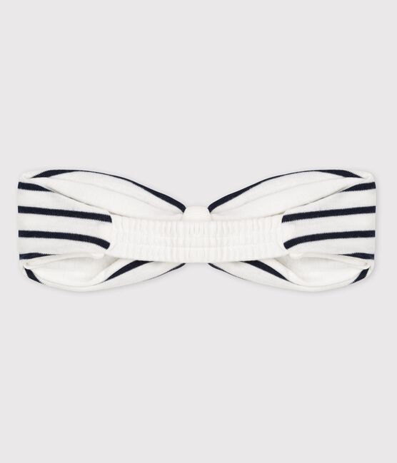 Gestreiftes Baby-Haarband für Mädchen weiss MARSHMALLOW/blau SMOKING