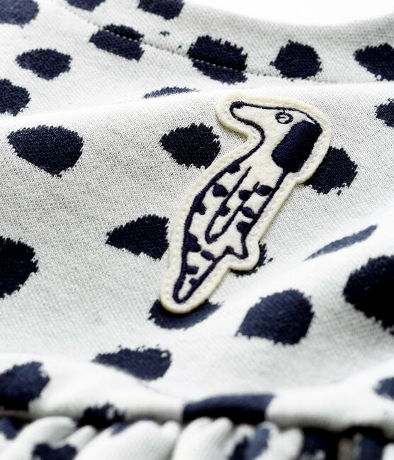 Jean-Jullien-Baby-Mädchenkleid mit langen Ärmeln weiss MARSHMALLOW/ DOTTIES CN