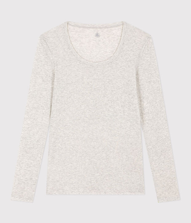 K&ouml;rpernahes Damen-T-Shirt aus leichter Baumwolle BELUGA CHINE