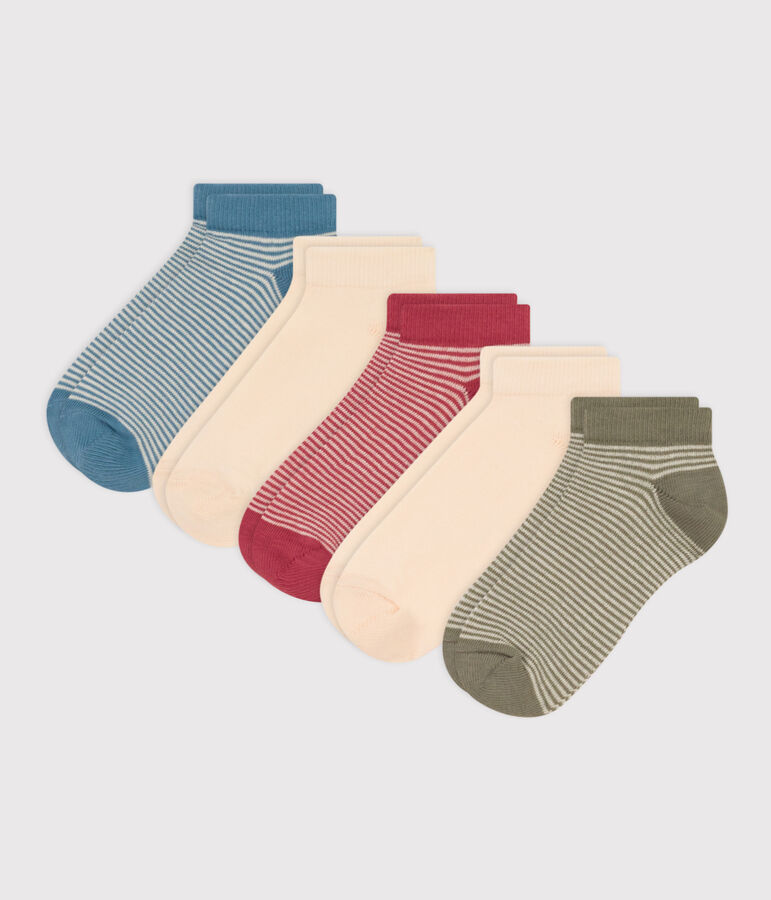 5er-Set gestreifte Kindersocken aus Baumwolljersey vielfarbig
