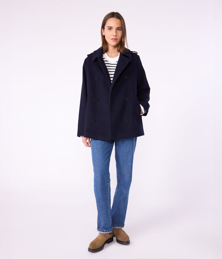 Damen-Cabanjacke aus Schurwolle blau