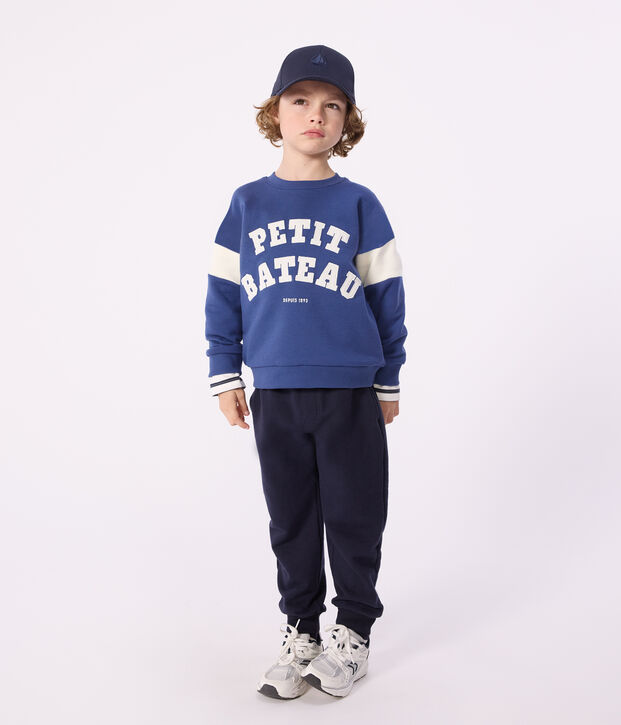 Kinder-Sweatshirt aus Baumwolle blau/naturfarben