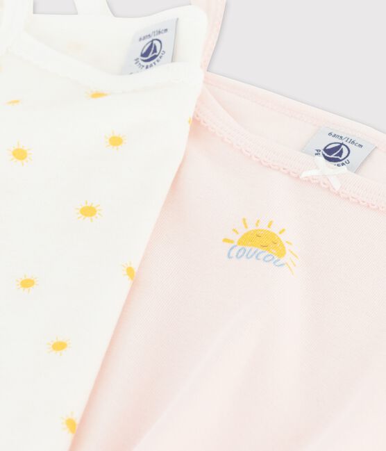 2er-Set Spaghetti-Tops aus Bio-Baumwolle mit Sonnenmotiv für Mädchen variante 1