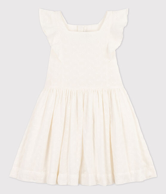 Kinderkleid in Broderie Anglaise für Mädchen weiss MARSHMALLOW