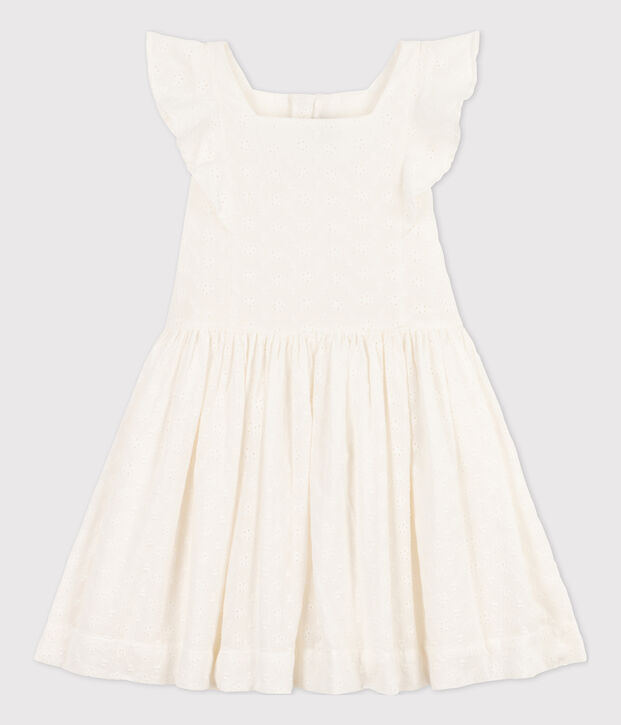 Kinderkleid in Broderie Anglaise f&uuml;r M&auml;dchen weiss