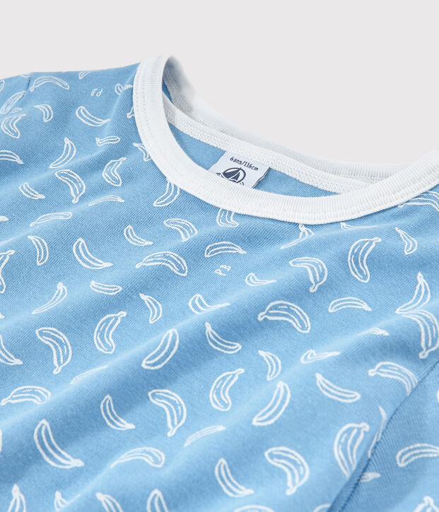 Kinder-Kurzpyjama aus Baumwolle mit Bananenmotiv blau/weiss