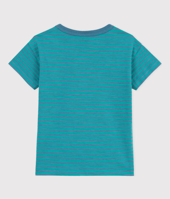 Gestreiftes Kinder-T-Shirt aus Baumwolle für Jungen grün LAVIS/blau VERDE