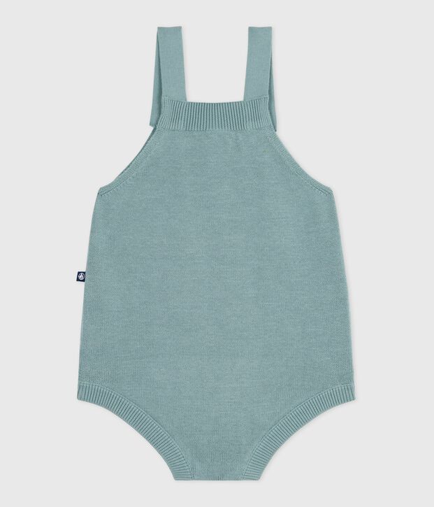 Strampler aus Zierstrick mit Tr&auml;gern gr&uuml;n