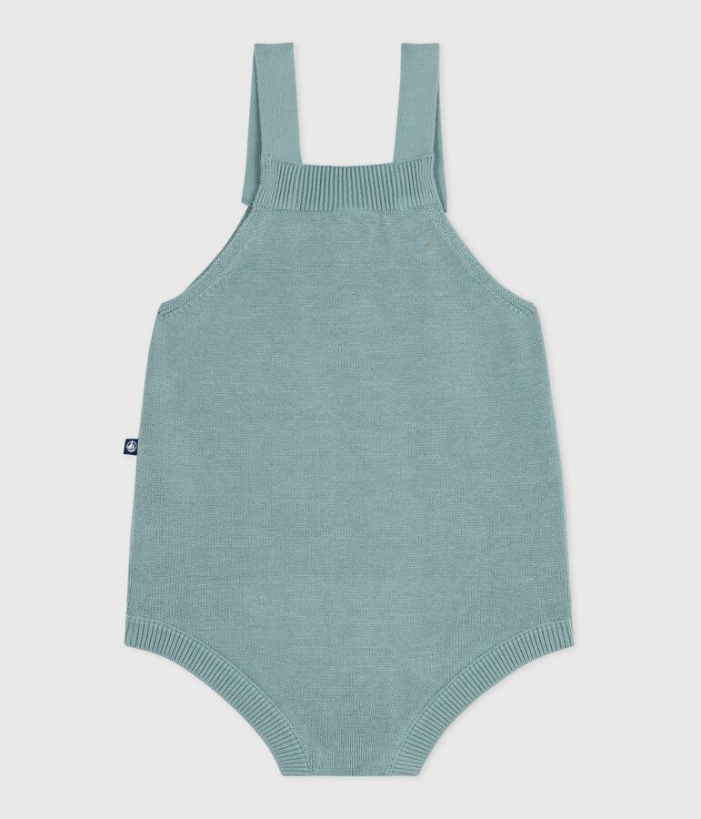 Strampler aus Zierstrick mit Tr&auml;gern gr&uuml;n