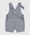 Kurze Baby-Latzhose aus Kattun blau MEDIEVAL/weiss MARSHMALLOW