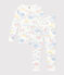Körpernaher Kinderpyjama aus Baumwolle mit Regenbogen-Printmotiv weiss MARSHMALLOW/weiss MULTICO