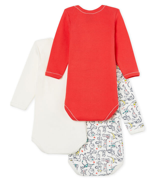 Trio lang&auml;rmelige Baby-Bodys f&uuml;r M&auml;dchen vielfarbig