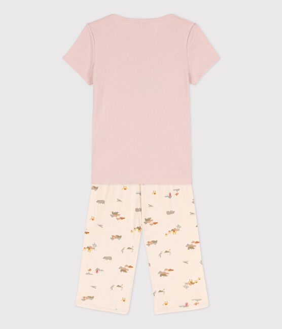 Kinder-Kurzpyjama aus Baumwolle mit Tiermotiv für Mädchen rosa SALINE/weiss MULTICO