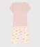 Kinder-Kurzpyjama aus Baumwolle mit Tiermotiv für Mädchen rosa SALINE/weiss MULTICO