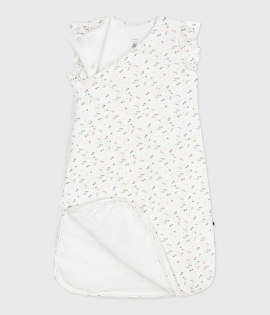 Babyschlafsack aus Nicki mit Blumenmotiv TOG-Wert 3 weiss MARSHMALLOW/weiss MULTICO
