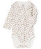 Langärmliger Neugeborenen-Body aus Rippstrick für Mädchen weiss MARSHMALLOW/rosa CHARME/ MULTICO