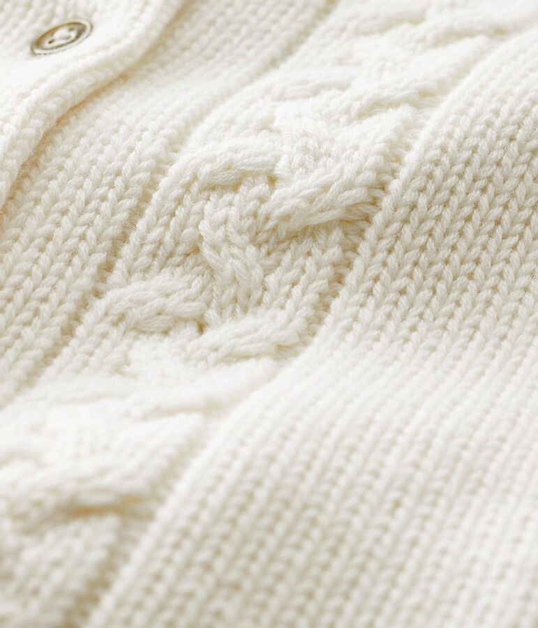 Cardigan f&uuml;r Babys aus Wolle und Baumwolle weiss