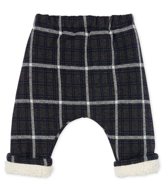 Karierte Baby-Hose für Jungen mit Sherpa-Futter schwarz CITY/weiss MULTICO