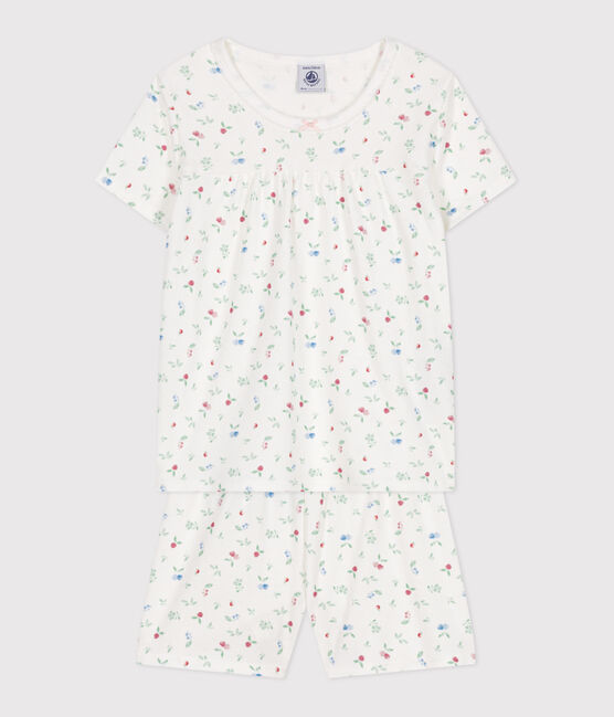 Kinder-Kurzpyjama aus Baumwolle mit Fruchtmotiv weiss MARSHMALLOW/weiss MULTICO