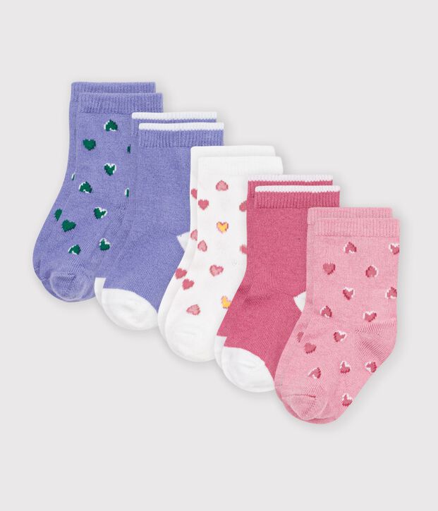 5er-Set Baby-Socken aus Baumwolle mit Herzmotiv vielfarbig