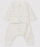 Zweiteiliges Baby-Set aus Doppeljersey, weiss MARSHMALLOW/beige PERLIN