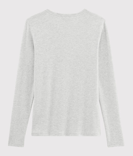 Klassisches Damen-T-Shirt aus Baumwolle mit V-Ausschnitt grau BELUGA CHINE