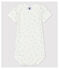 Kurzärmeliger Baby-Body mit Babyfüßchen-Motiv weiss MARSHMALLOW/weiss MISTIGRI