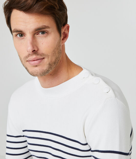 Seemannspullover herren weiss MARSHMALLOW/blau SMOKING